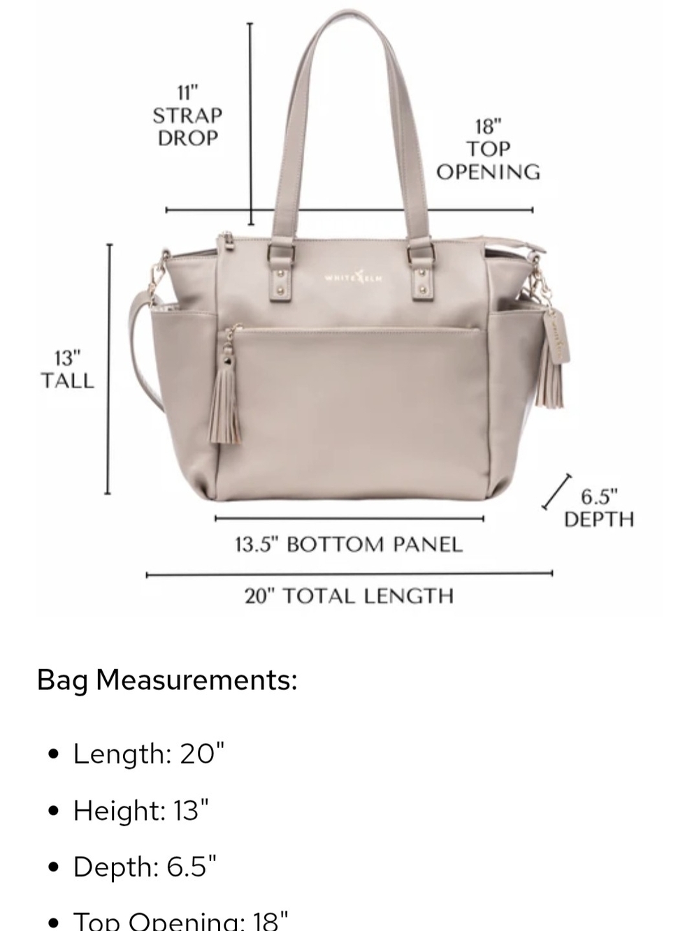 White Elm Gemini Convertible Backpack/Tote Bag - ALMOND - Picture 7 of 8